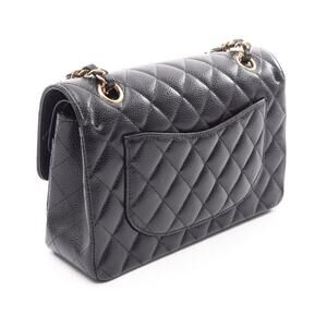 Chanel Black Caviar Double Shoulder Skin Matelasse Flap Grained Calf Bag Black